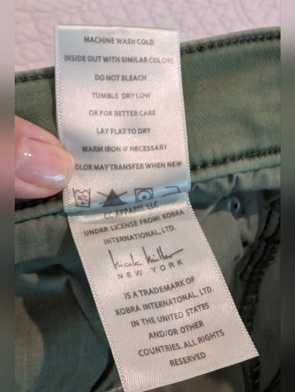 Nicole Miller Olive Green Stretchy Soho High Rise Ankle Skinny Jeans Size 12 - Picture 9 of 9